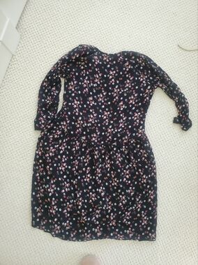 Garnet Hill Black Floral Long-Sleeve Girls' Dress